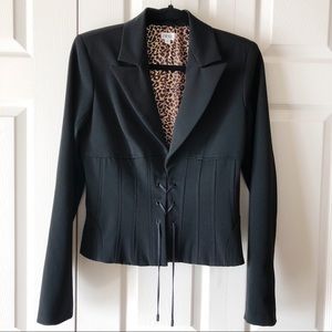 Cache Corset Style Blazer With Animal Print Lining